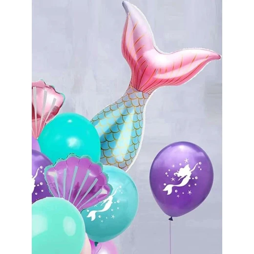 مجموعة بالونات بتصميم حورية البحر, 22  قطع - Image 5