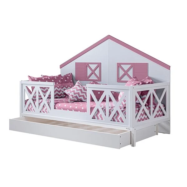 Pierre Cardin Solo Montessori Convertible Bed With Bedding And Mattress, Pink Color, 11 Pieces - Pierre Cardin