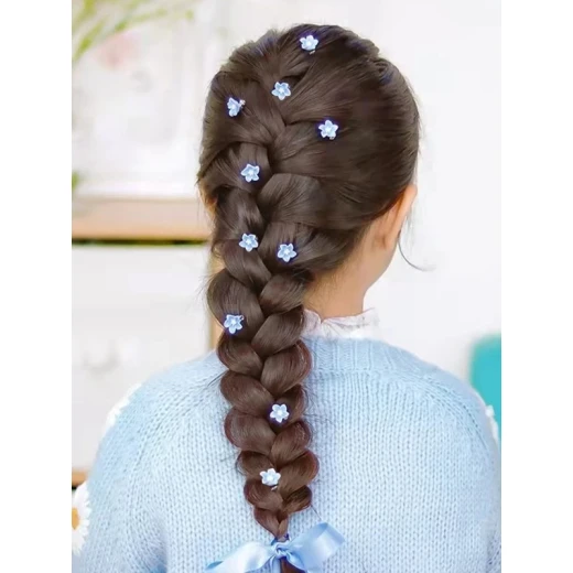 مشبك شعر للفتيات الصغيرات, بتصميم زهور, باللون الأزرق, 10 قطع مشبك شعر للفتيات الصغيرات, بتصميم زهور, باللون الأزرق, 10 قطع