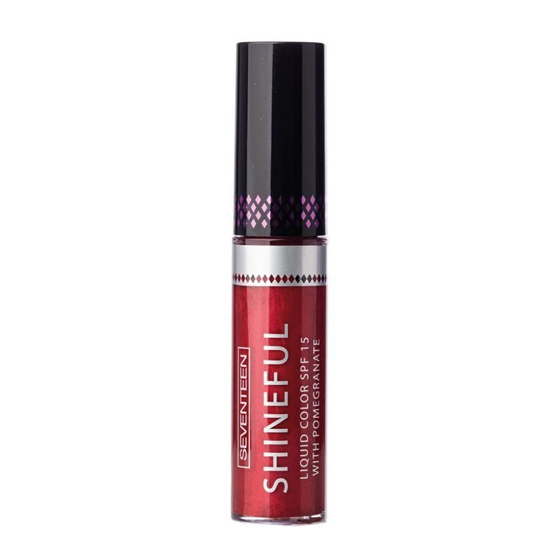 Seventeen Shineful Fuschia Liquid Lipstick: Hydrating Shimmer Finish SPF15 Long Lasting Color Volumizing Effect - Seventeen