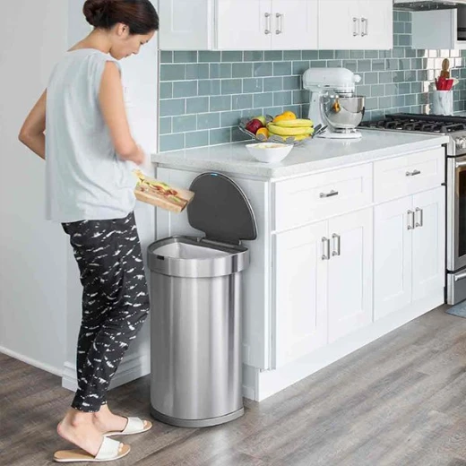 Simplehuman Sensor Trash Bin Semi Round, Stainless Steel, Brushed, 45 Liter - Simplehuman - Image 2
