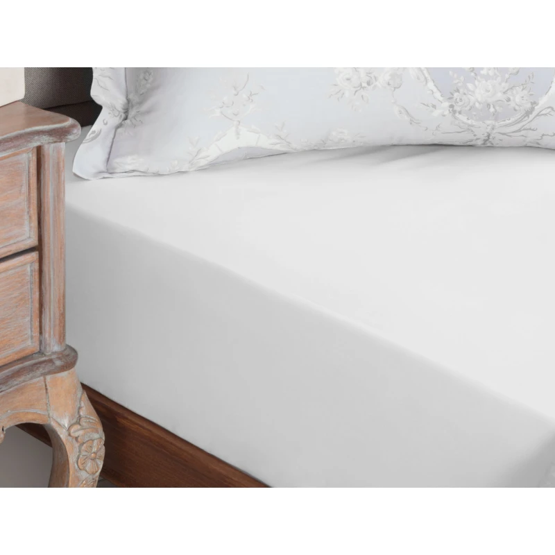 Madame Coco Eloise Ranforce Fitted Sheet, White Color, Single Size - Madame COCO