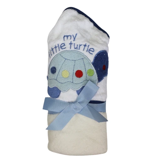 Soft Baby Bath Towel, Turtle Design, Blue Color Soft Baby Bath Towel, Turtle Design, Blue Color