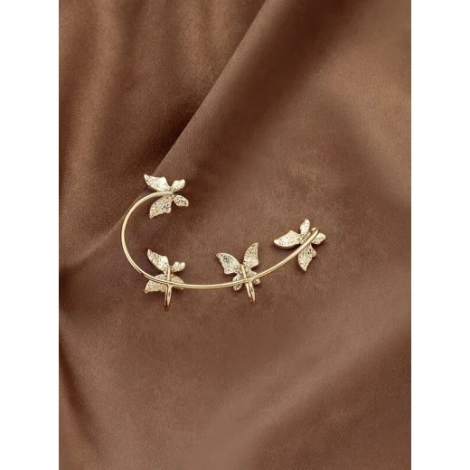 حلق ملفوف من حجر الراين, تصميم فراشة, قطعة واحدة - Image 3