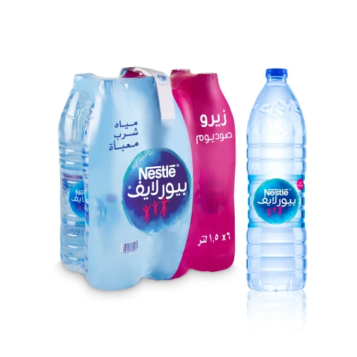 مياه معدنية للشرب، 1.5 لتر ، 6 عبوات من نستله مياه معدنية للشرب، 1.5 لتر ، 6 عبوات من نستله
