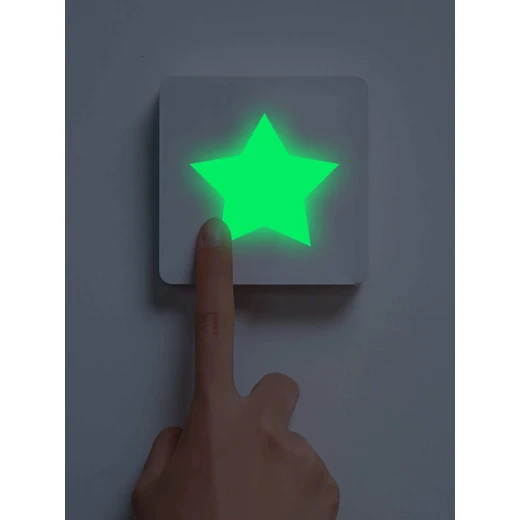 ملصق حائط مضيء, بتصميم نجمة ونقاط, باللون الأخضر - Image 3