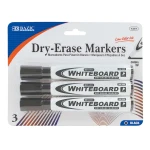 Bazic Chisel Tip Dry Erase Markers, Black Color, 3Pack - Carioca