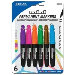 Bazic Fine Tip Mini Permanent Marker Cap Clip, Fancy Colors, 6Pack - Carioca