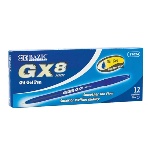 Bazic Oil Gel Ink Pen, Blue, 12 Pack Bazic Oil Gel Ink Pen, Blue, 12 Pack
