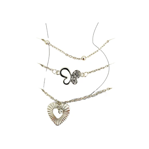 خلخال بتصميم قلب, باللون الفضي, 3 قطع خلخال بتصميم قلب, باللون الفضي, 3 قطع