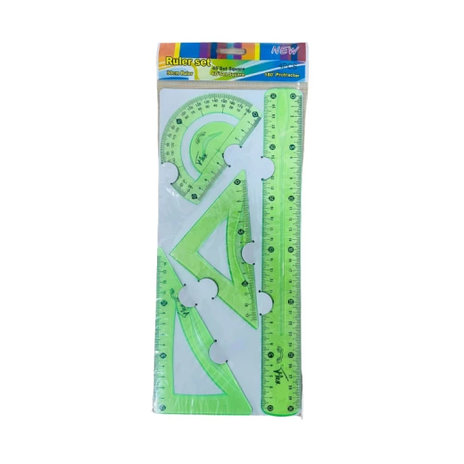 Plastic Ruler Set Transparent, Green Color, 30 Cm, 4 Pieces Plastic Ruler Set Transparent, Green Color, 30 Cm, 4 Pieces