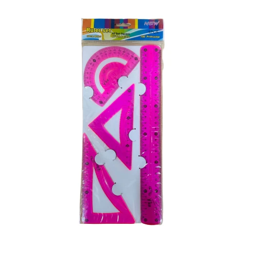 طقم مسطرة بلاستيك شفافة, باللون الزهري, 30 سم, 4 قطع طقم مسطرة بلاستيك شفافة, باللون الزهري, 30 سم, 4 قطع