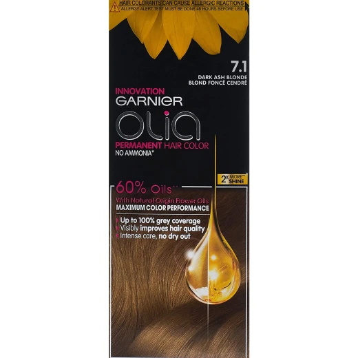 Garnier Olia Ammonia Permanent Hair Colour with 60% Oils, Number 7.1 Garnier Olia Ammonia Permanent Hair Colour with 60% Oils, Number 7.1