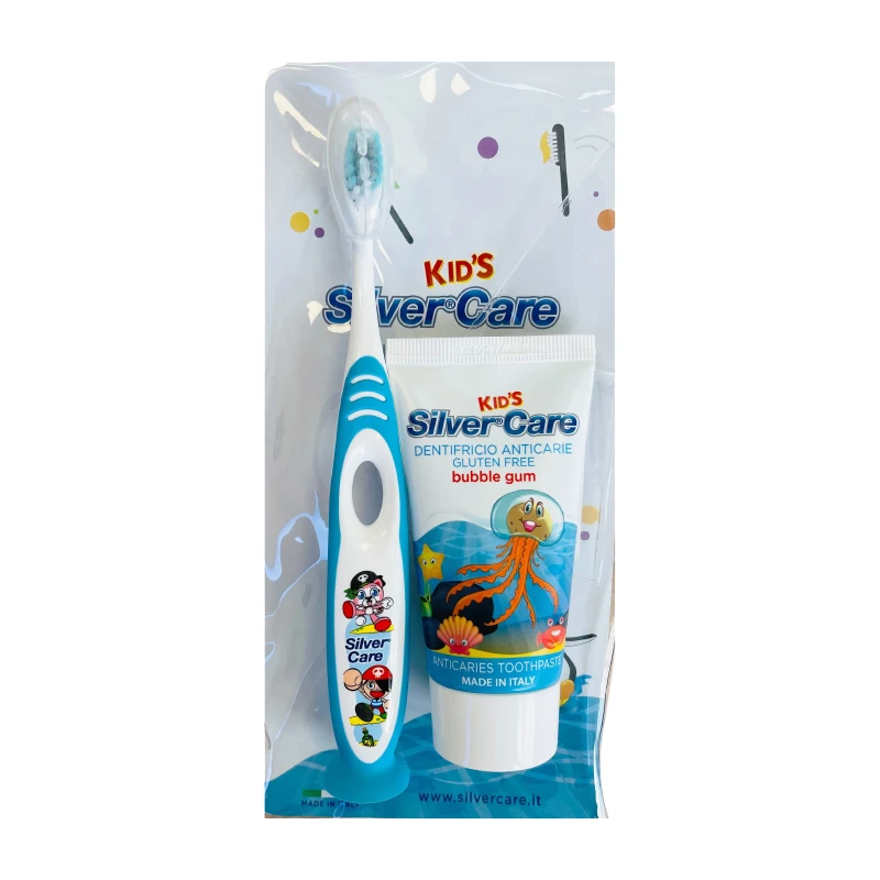 Silver Care Toothbrush And Toothpaste Kid's Kit, Blue Color - Silver Care