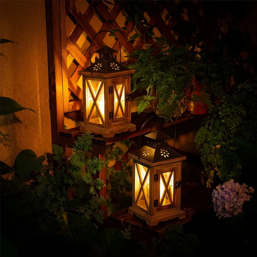 فانوس زجاجي ومعدني، باللون الرمادي، 23 × 23 × 52.5 سم - Image 2