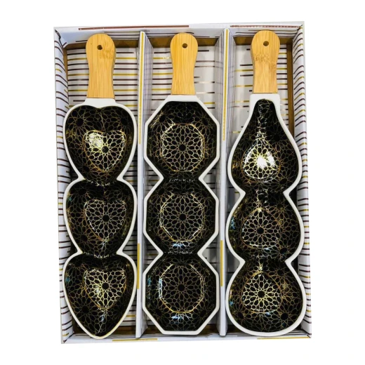 طقم مكسرات بيد خشبية, باللون الأسود, حجم كبير, 3 قطع طقم مكسرات بيد خشبية, باللون الأسود, حجم كبير, 3 قطع
