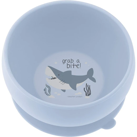 Stephen Joseph Silicone Bowl, Shark Design, Dark Mauve Color Stephen Joseph Silicone Bowl, Shark Design, Dark Mauve Color