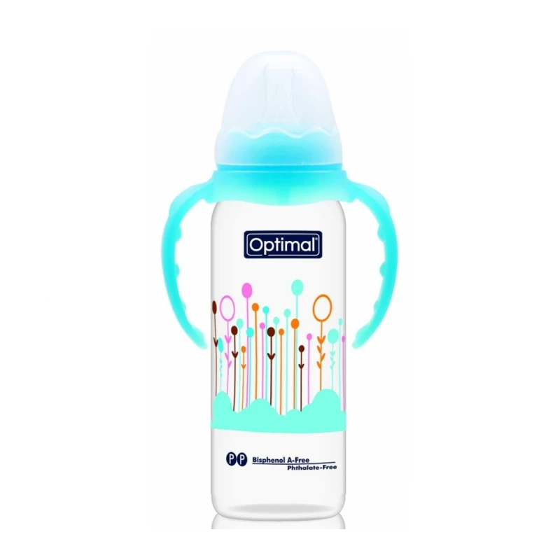 Optimal Feeding Bottle With Handle, Blue Color, 240 Ml - Optimal