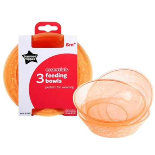 Tommee Tippee Basics Bowls x3, Orange Tommee Tippee Basics Bowls x3, Orange