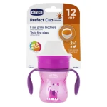 Chicco NaturalFit 360 Degree Rim Trainer Sippy Cup with Handles, in Pink, 200 ml, +12 أشهر - تشيكو