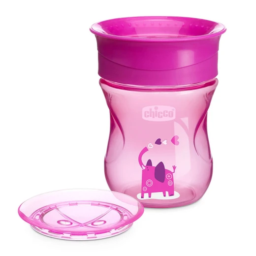 Chicco NaturalFit 360 Degree Rim Trainer Sippy Cup with Handles, in Pink, 200 ml, +12 أشهر - تشيكو - Image 4