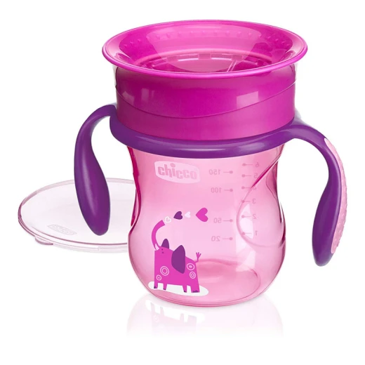 Chicco NaturalFit 360 Degree Rim Trainer Sippy Cup with Handles, in Pink, 200 ml, +12 أشهر - تشيكو - Image 5