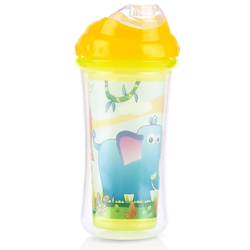 Nuby Insulated No-spill Clik-It Cool Sipper - 270 مل , Yellow - نوبي