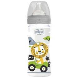 Chicco Well Being Polypropylene Bottle Medium Flow, Grey Color, 250 Ml