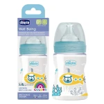 Chicco Well Being Polypropylene Bottle Slow Flow, Blue Color, 150 Ml - Chicco