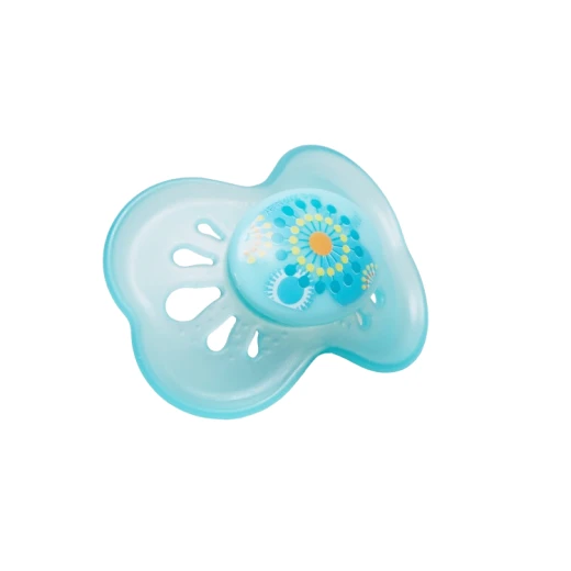 Nuby Colored Butterfly Pacifier With Oval Baglet (6-18Months) - أزرق Nuby Colored Butterfly Pacifier With Oval Baglet (6-18Months) - أزرق