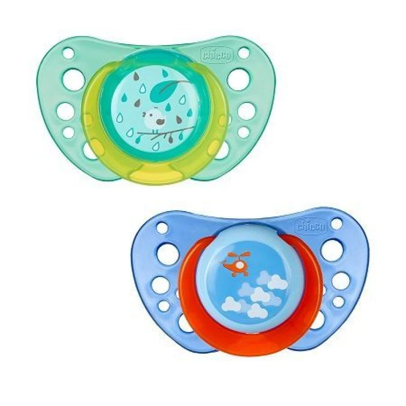 Chicco - Physio Air Soother with Case Silicone 12M+ Boy 2PCS - Chicco