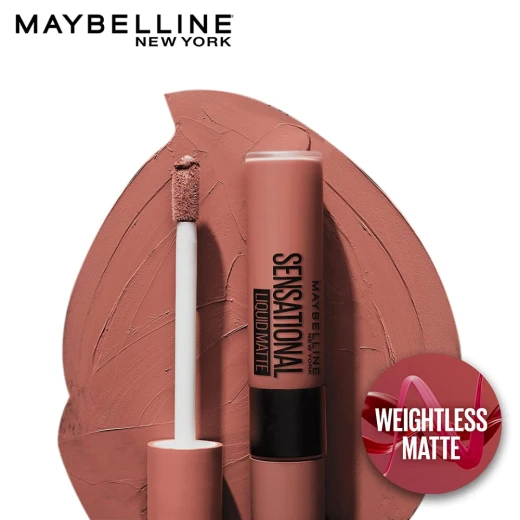 أحمر شفاه سائل غير لامع من Maybelline New York NU02 تغطية كاملة يدوم طويلاً 7 مل لون الشفاه - ميبلين نيو يورك - Image 3