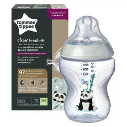Tommee Tippee Closer to Nature Baby Bottle Decorated - Panda, 260ml