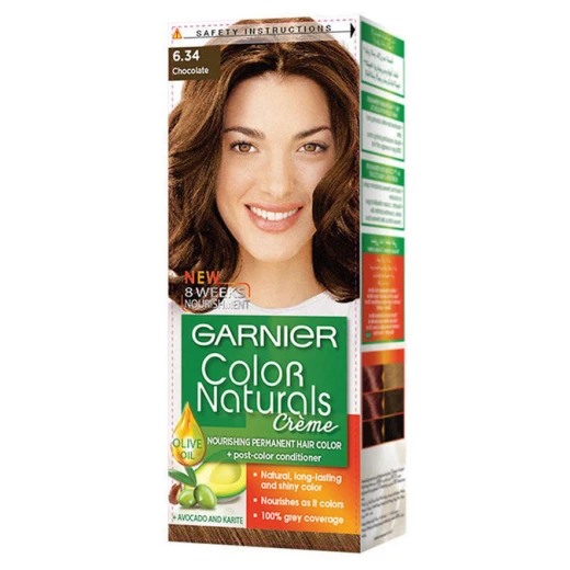 Garnier Color Naturals 6.34 Chocolate Hair Dye Kit: Long Lasting Grey Coverage & Nourishment Garnier Color Naturals 6.34 Chocolate Hair Dye Kit: Long Lasting Grey Coverage & Nourishment