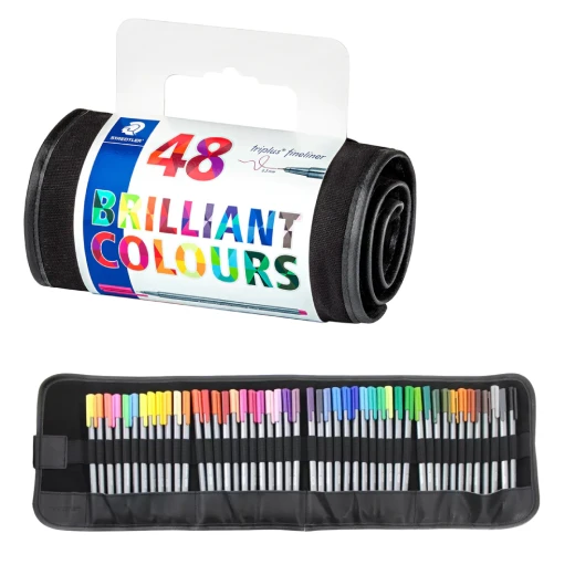 Staedtler Triplus Fineliner Triangular Roll-up Case, 48 قم Staedtler Triplus Fineliner Triangular Roll-up Case, 48 قم