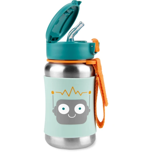 Skip Hop Spark Style Stainless Steel Straw Bottle, Robot Design, 350 Ml - Skip Hop - Image 4