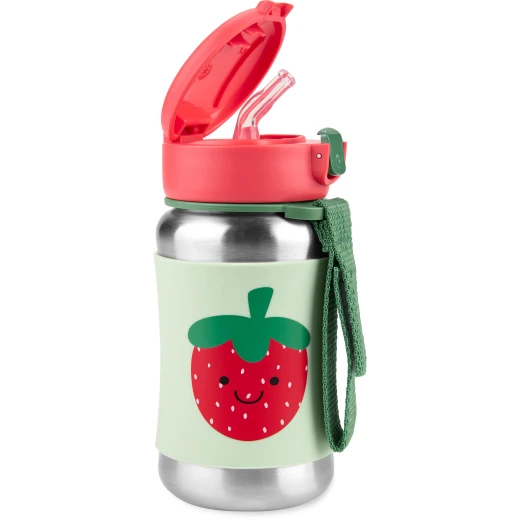 Skip Hop Spark Style Stainless Steel Straw Bottle, Strawberry Design, 350 Ml - Skip Hop - Image 2