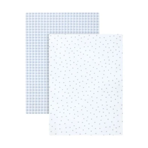 Cambrass Fitted Sheet Vichy , Blue Color, 60*120Cm, 2 Pieces - Cambrass - Image 2