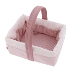 Cambrass Basket Layette Vichy, Pink Color, 22.5x29x29 Cm - Cambrass