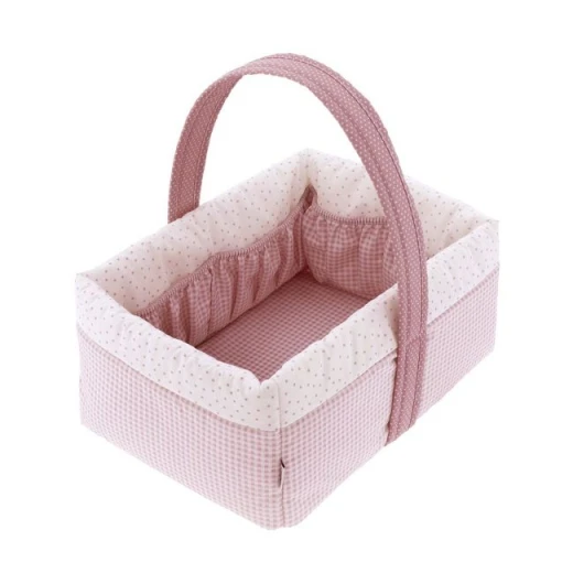Cambrass Basket Layette Vichy, Pink Color, 22.5x29x29 Cm - Cambrass - Image 2