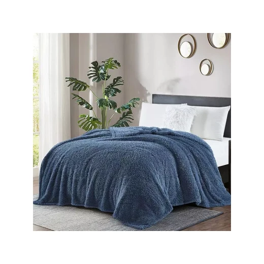 Nova Home Fur Fluffy Blanket - Single/Twin- Ivory - Blue Nova Home Fur Fluffy Blanket - Single/Twin- Ivory - Blue