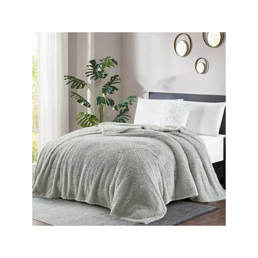 Nova Home Fur Fluffy Blanket - Single/Twin- Ivory - Grey Nova Home Fur Fluffy Blanket - Single/Twin- Ivory - Grey
