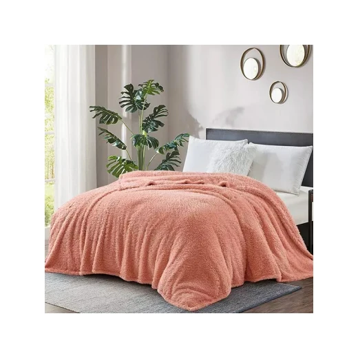 Nova Home Fur Fluffy Blanket - Single/Twin- Ivory - Pink Nova Home Fur Fluffy Blanket - Single/Twin- Ivory - Pink