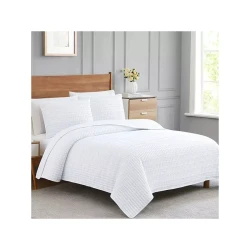 Nova Home "Clip" Jacquard Bedspread Set, White Color, Size Twin, 2 Pieses