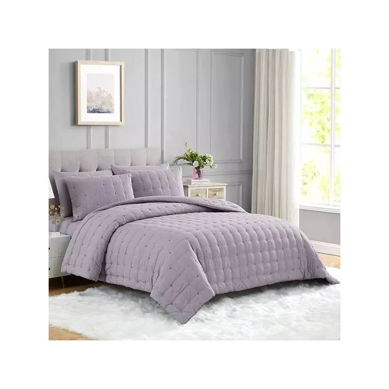 Nova Home "Natori" Embroidered Comforter Set, Purple Color, 4 Pieces - Nova Home