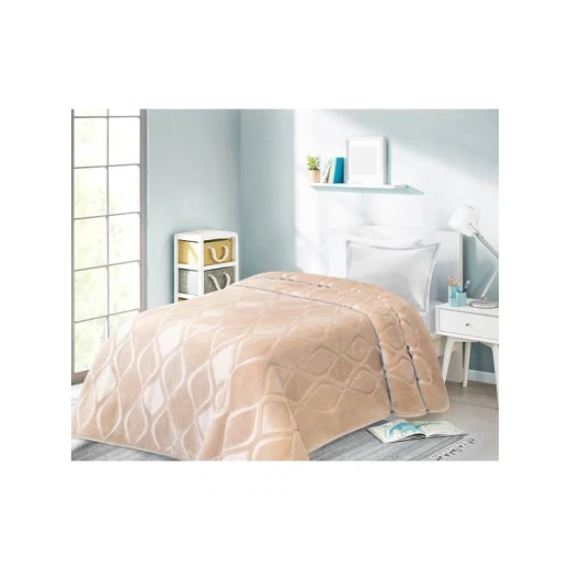 ARMN Cuddly Engraved Single Blanket, Beige Color, 160*240 ARMN Cuddly Engraved Single Blanket, Beige Color, 160*240
