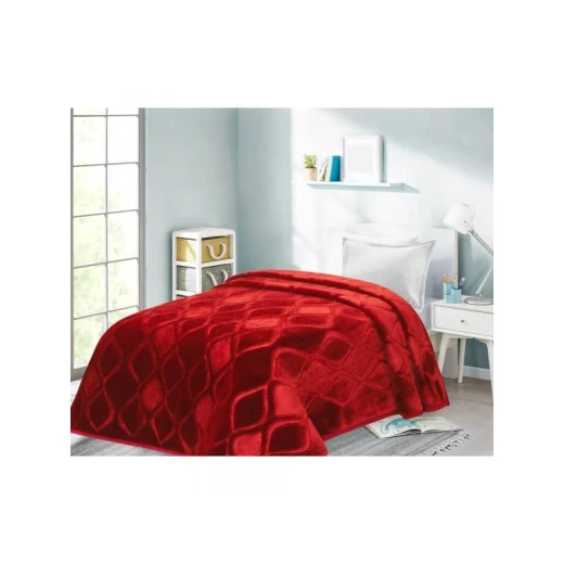 ARMN Cuddly Engraved Single Blanket, Red Color, 160*240 ARMN Cuddly Engraved Single Blanket, Red Color, 160*240