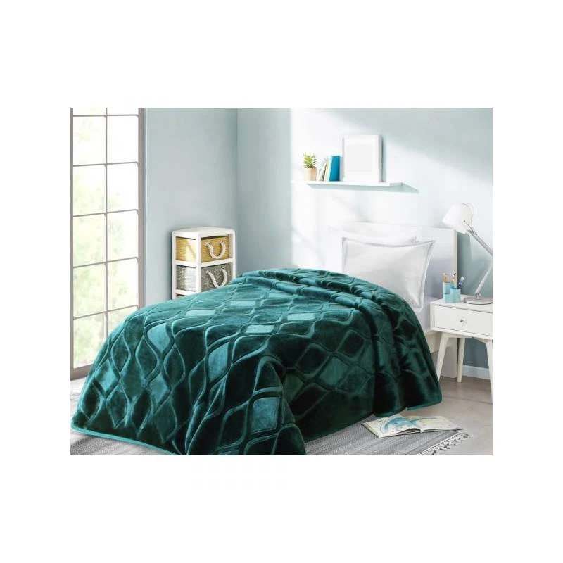 ARMN Cuddly Engraved Single Blanket, Green Color, 160*240 - Armn