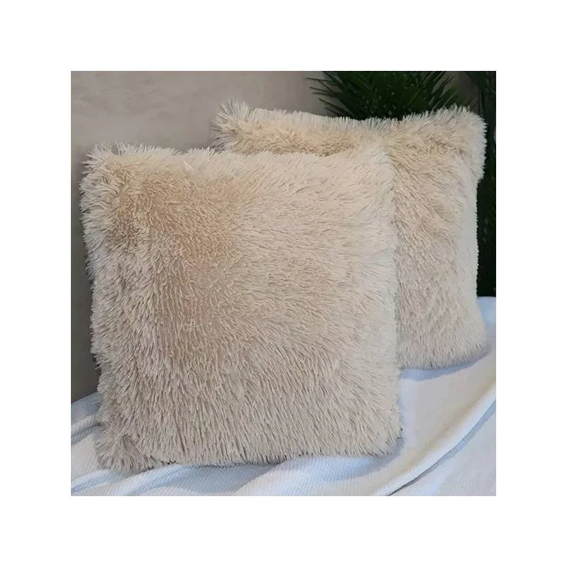 غطاء وسادة الفراء المشع, باللون البيج, 45*45 سم من نوفا هوم - نوفا هوم