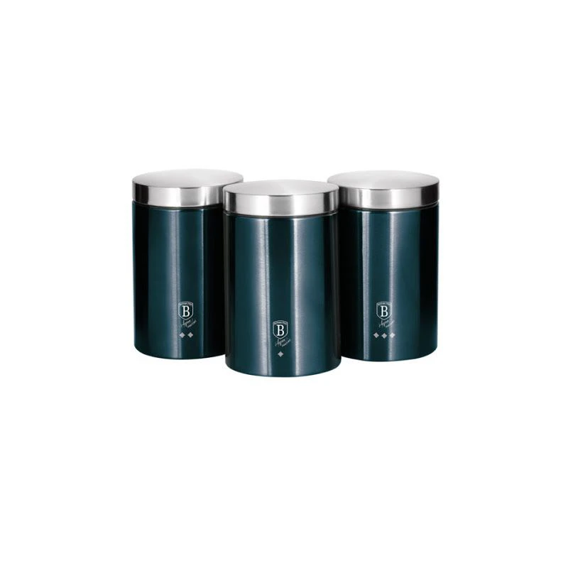 Berlinger Haus Metallic Aquamarine Canister Set, Navy Color, 3 Pieces - Berlinger Haus